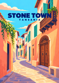 Stone Town – geometrische Illustration, Tansania