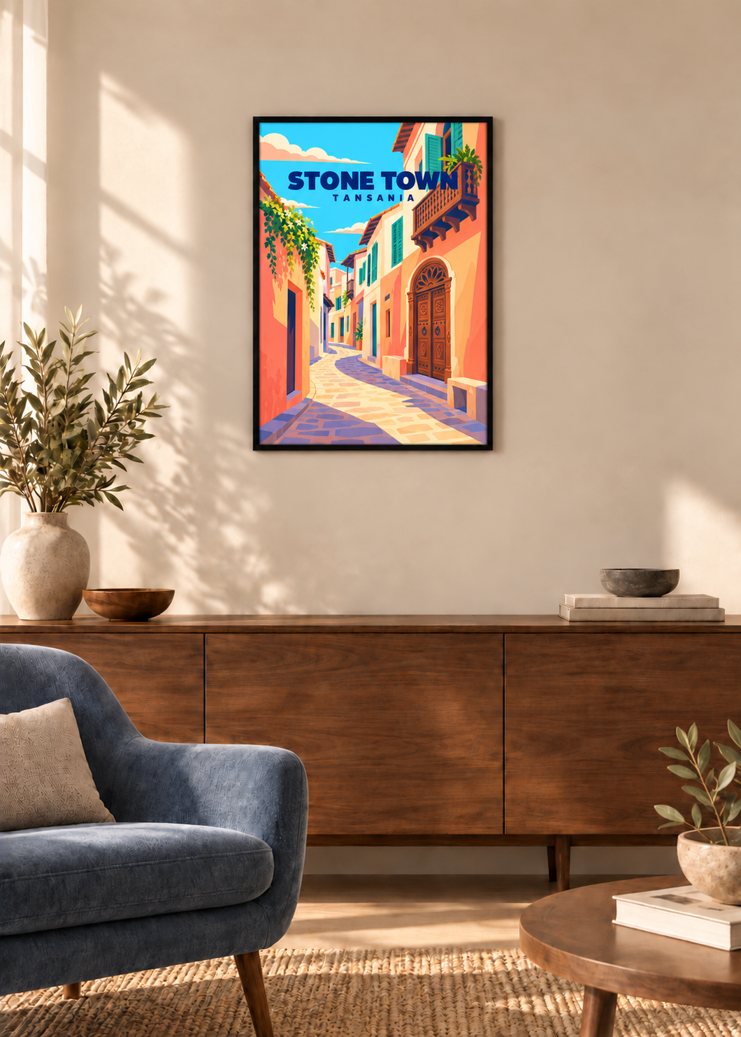 Stone Town – dünner schwarzer Rahmen mit Acrylglas