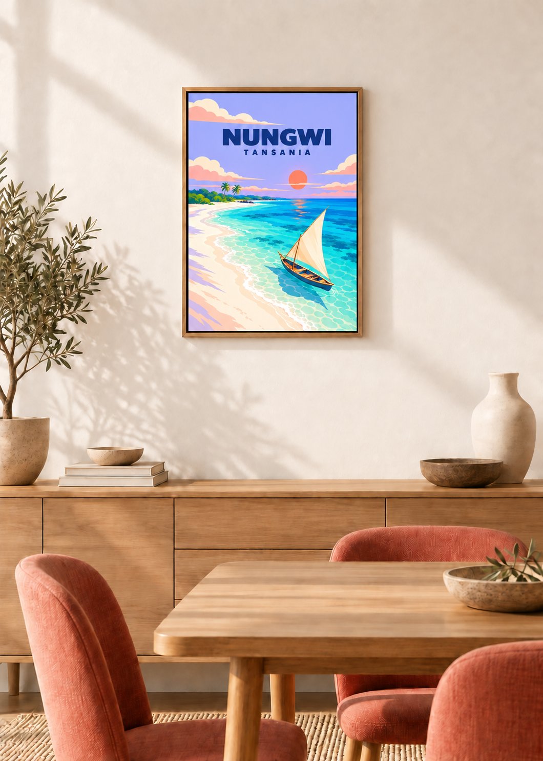 Nungwi – Leinwand im Eichen-Schattenfugenrahmen