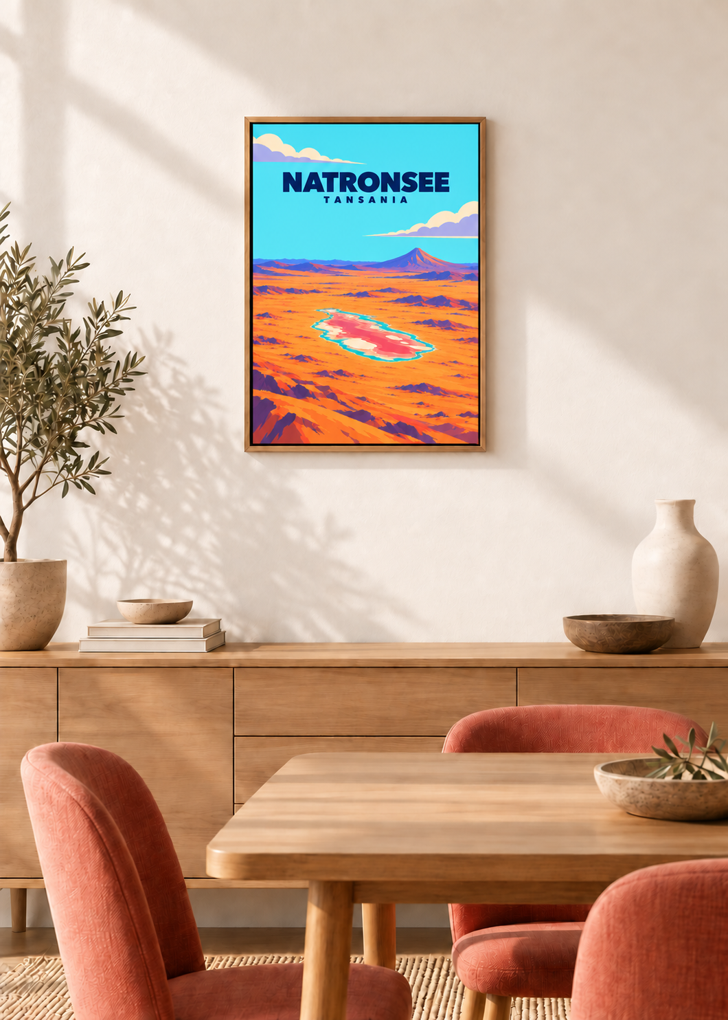 Natronsee – Leinwand im Eichen-Schattenfugenrahmen