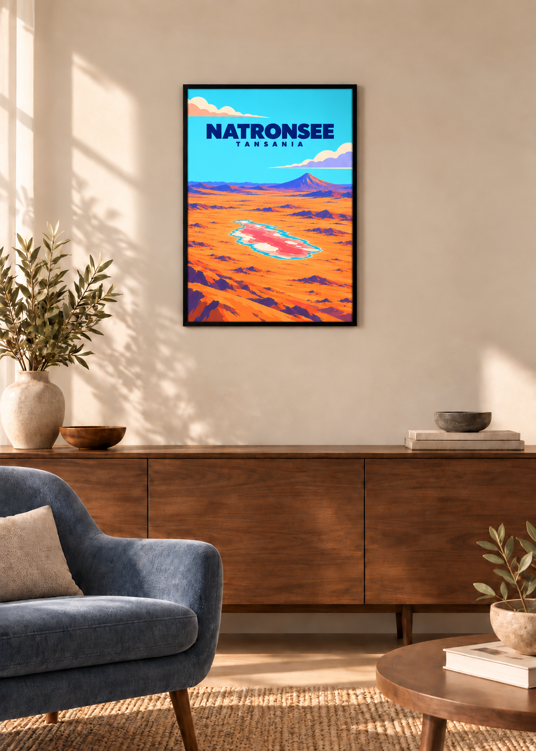 Natronsee – dünner schwarzer Rahmen mit Acrylglas