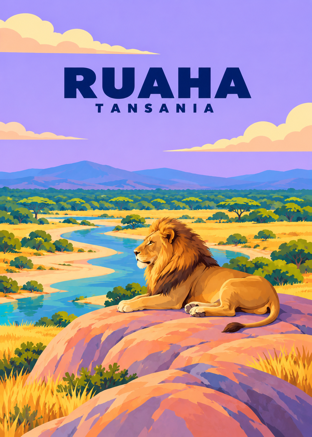 Ruaha – geometrische Illustration, Tansania