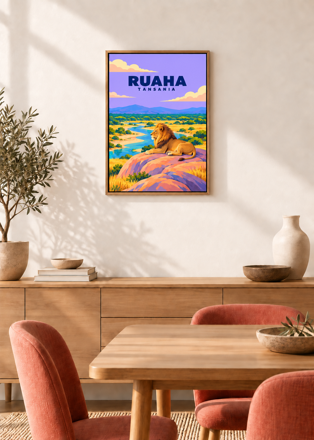Ruaha – Leinwand im Eichen-Schattenfugenrahmen