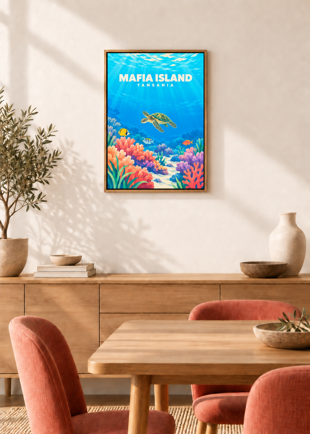 Mafia Island – Leinwand im Eichen-Schattenfugenrahmen