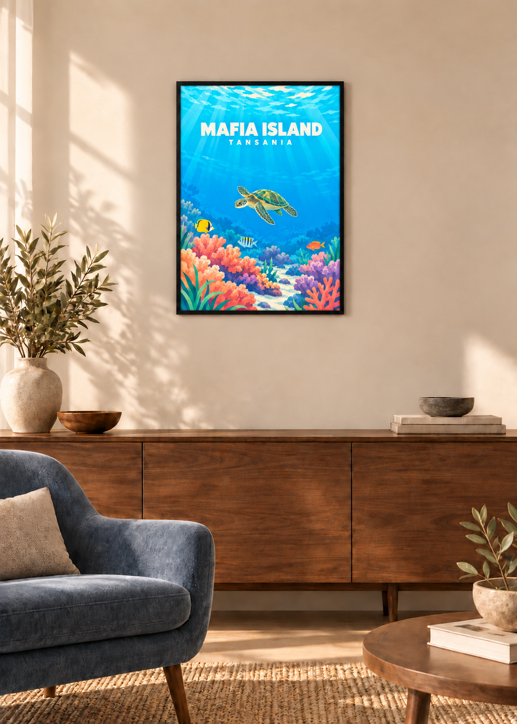 Mafia Island – dünner schwarzer Rahmen mit Acrylglas