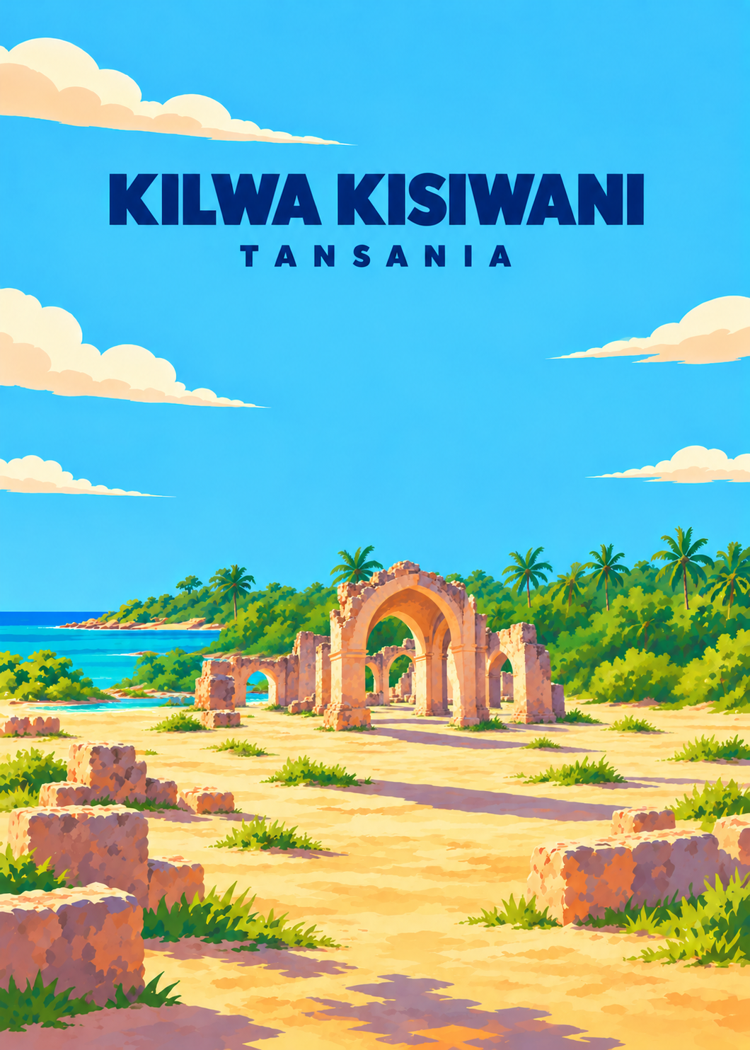 Kilwa Kisiwani – geometrische Illustration, Tansania