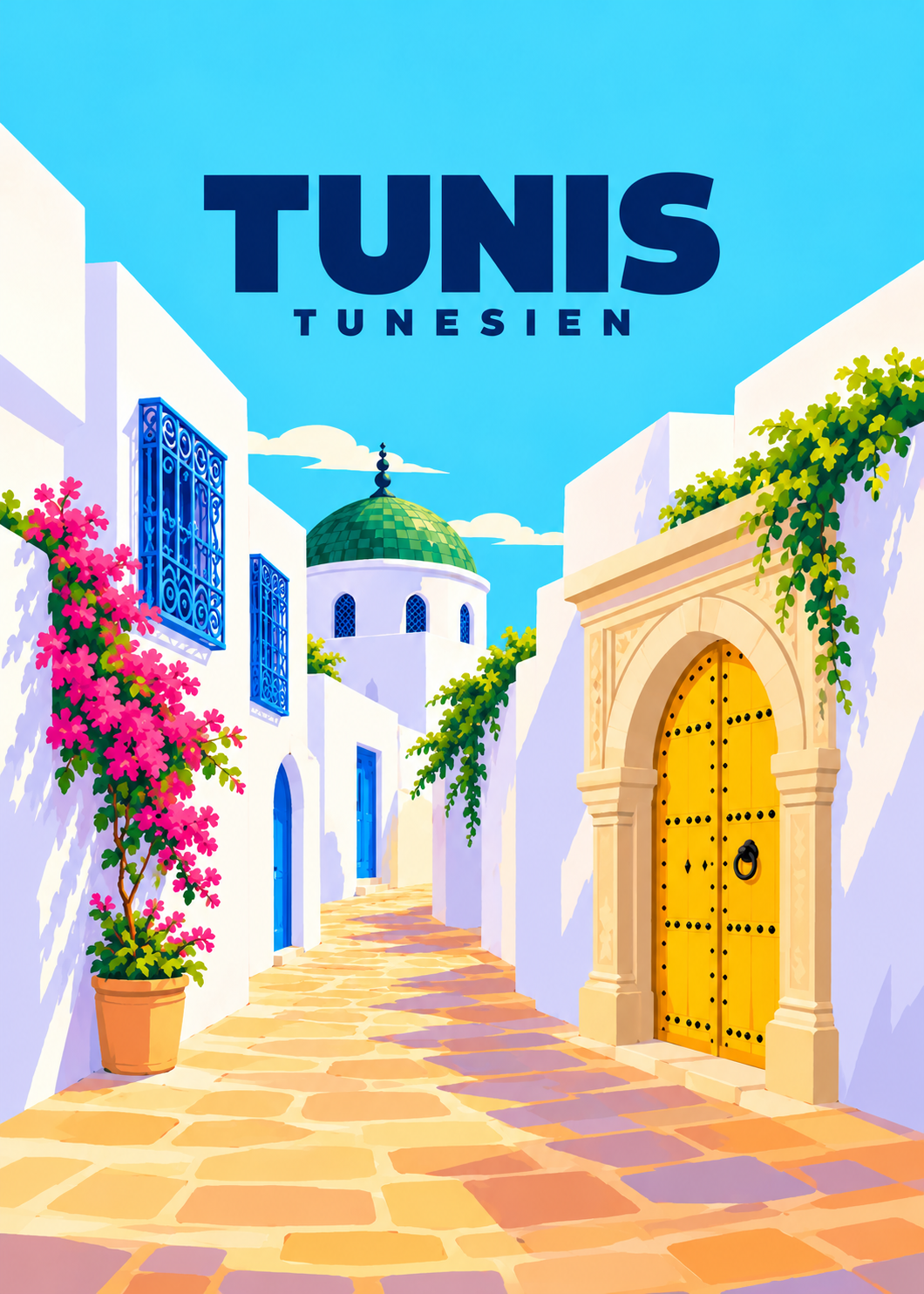 Tunis – geometrische Illustration, Tunesien