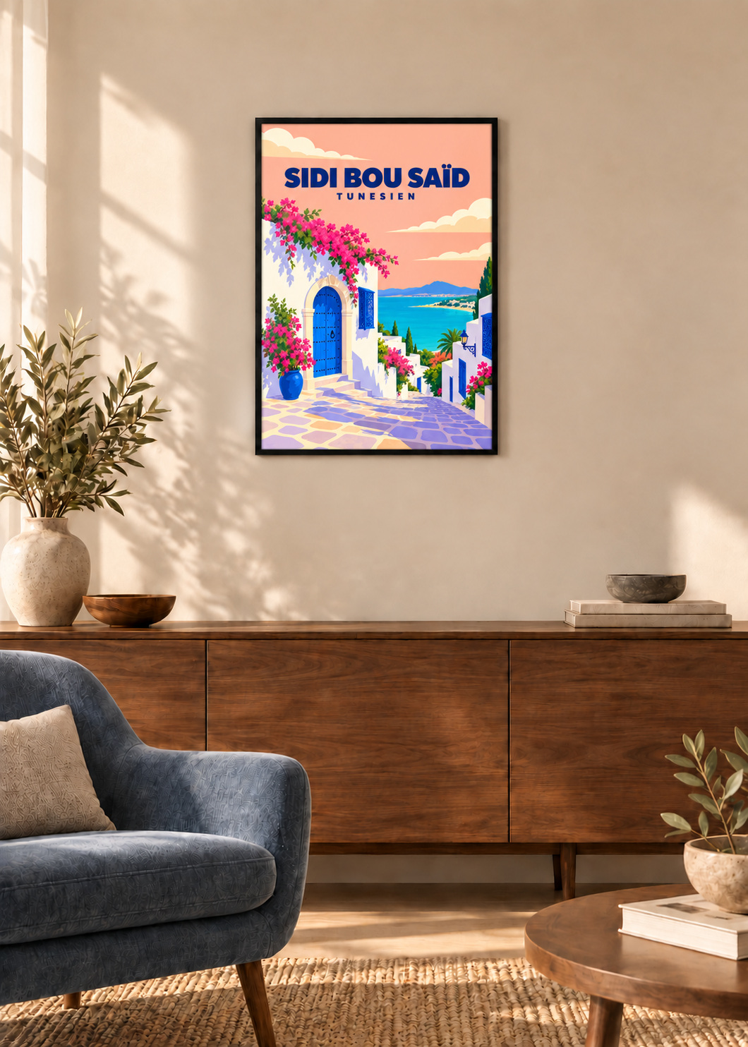 Sidi Bou Saïd – dünner schwarzer Rahmen mit Acrylglas