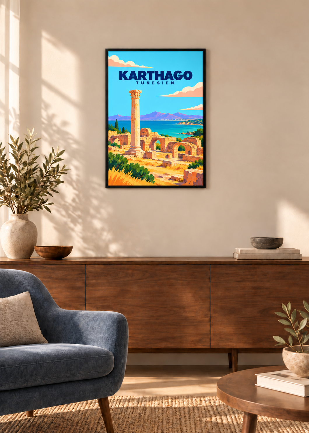 Karthago – dünner schwarzer Rahmen mit Acrylglas