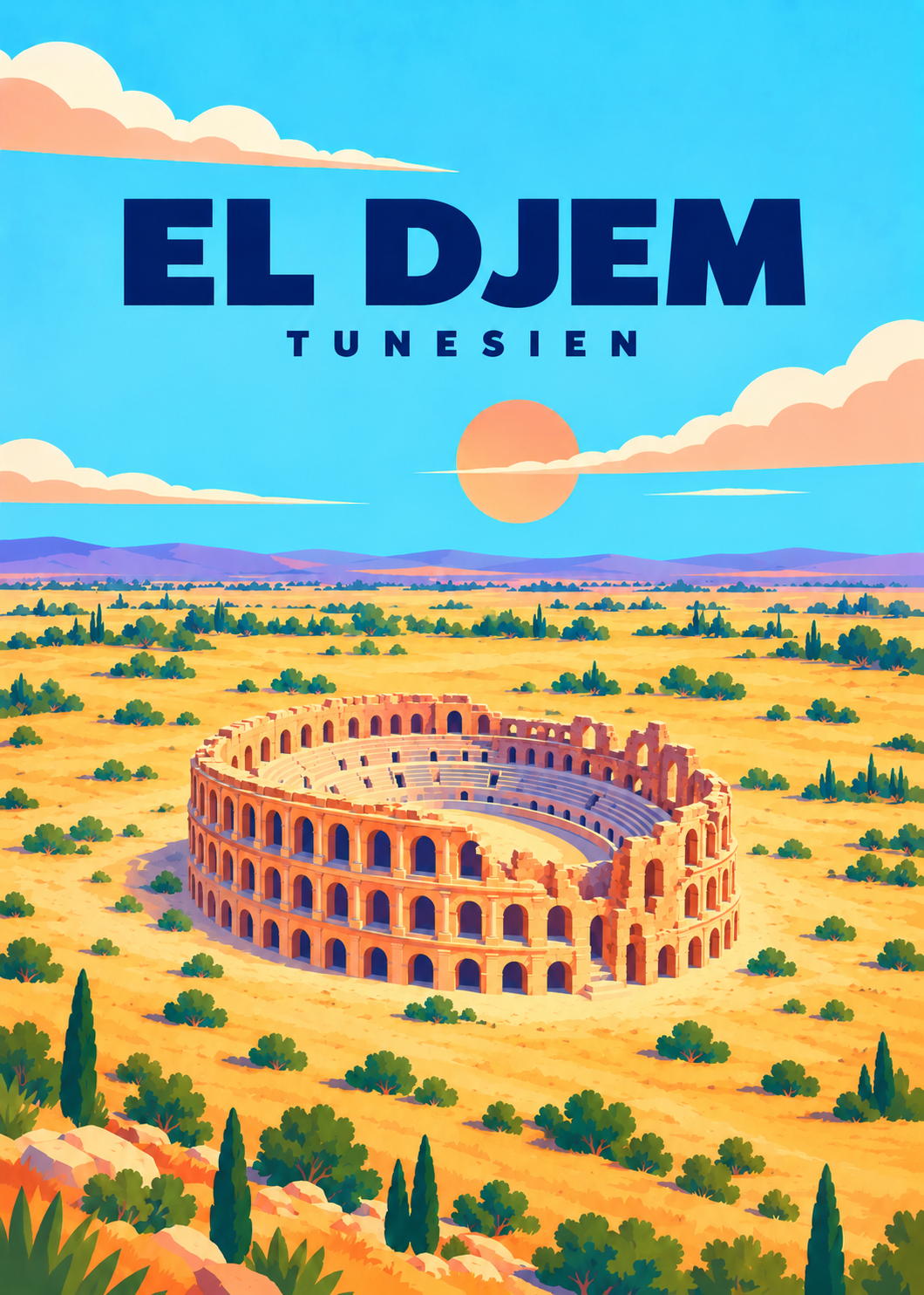El Djem – geometrische Illustration, Tunesien
