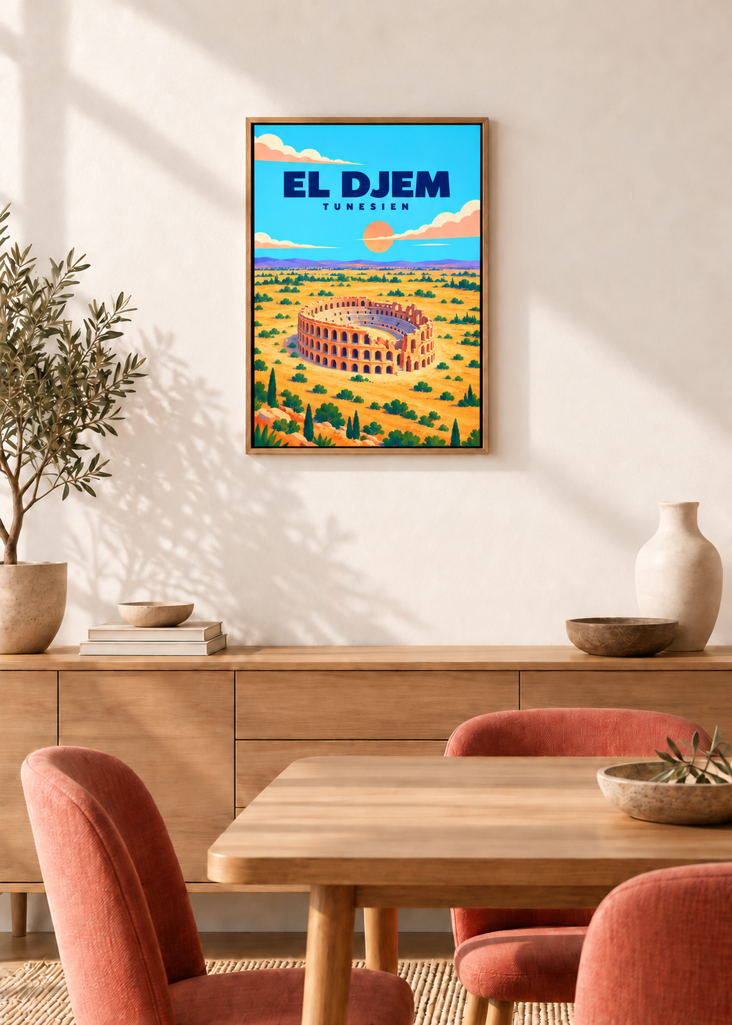 El Djem – Leinwand im Eichen-Schattenfugenrahmen