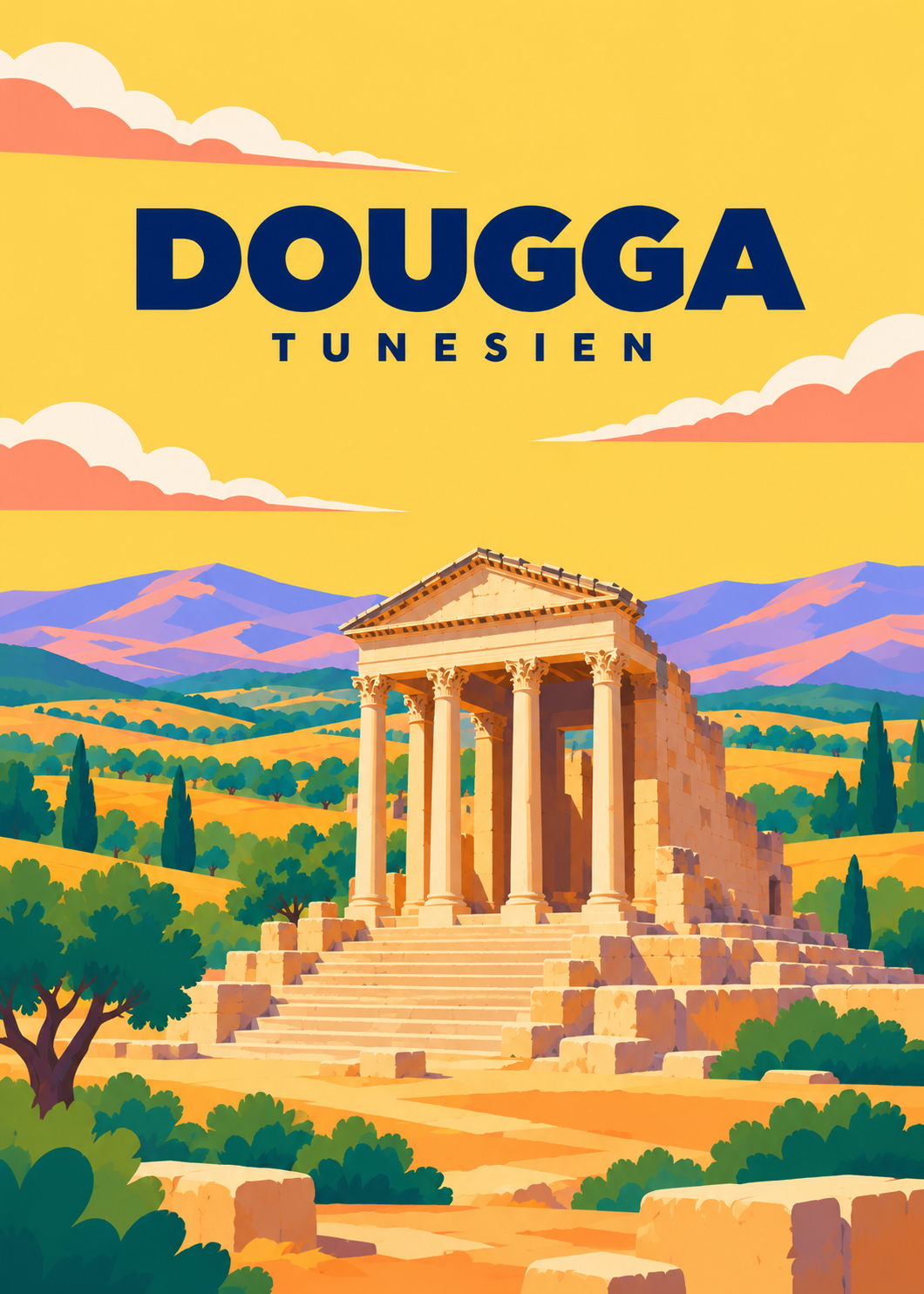 Dougga – geometrische Illustration, Tunesien