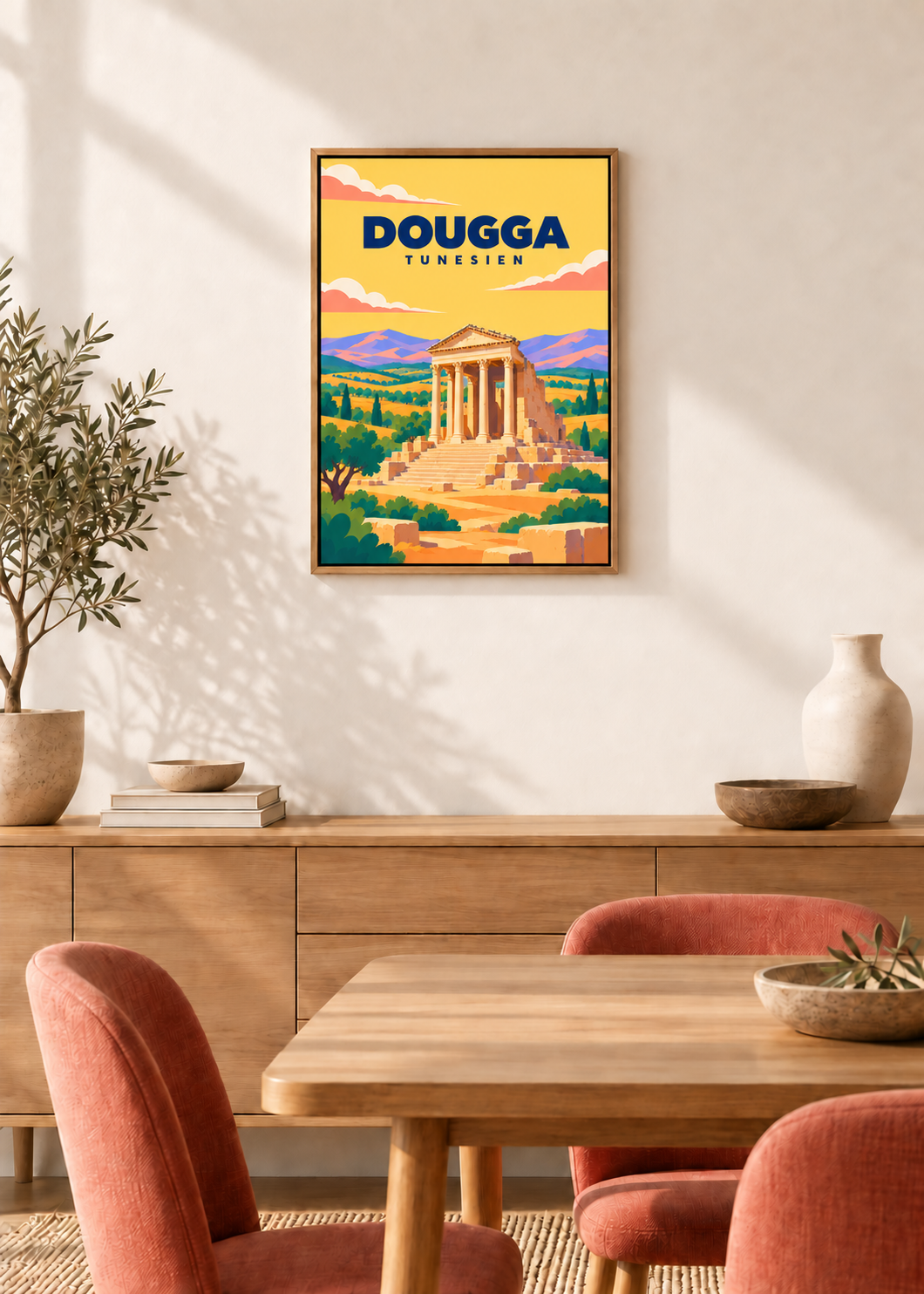 Dougga – Leinwand im Eichen-Schattenfugenrahmen