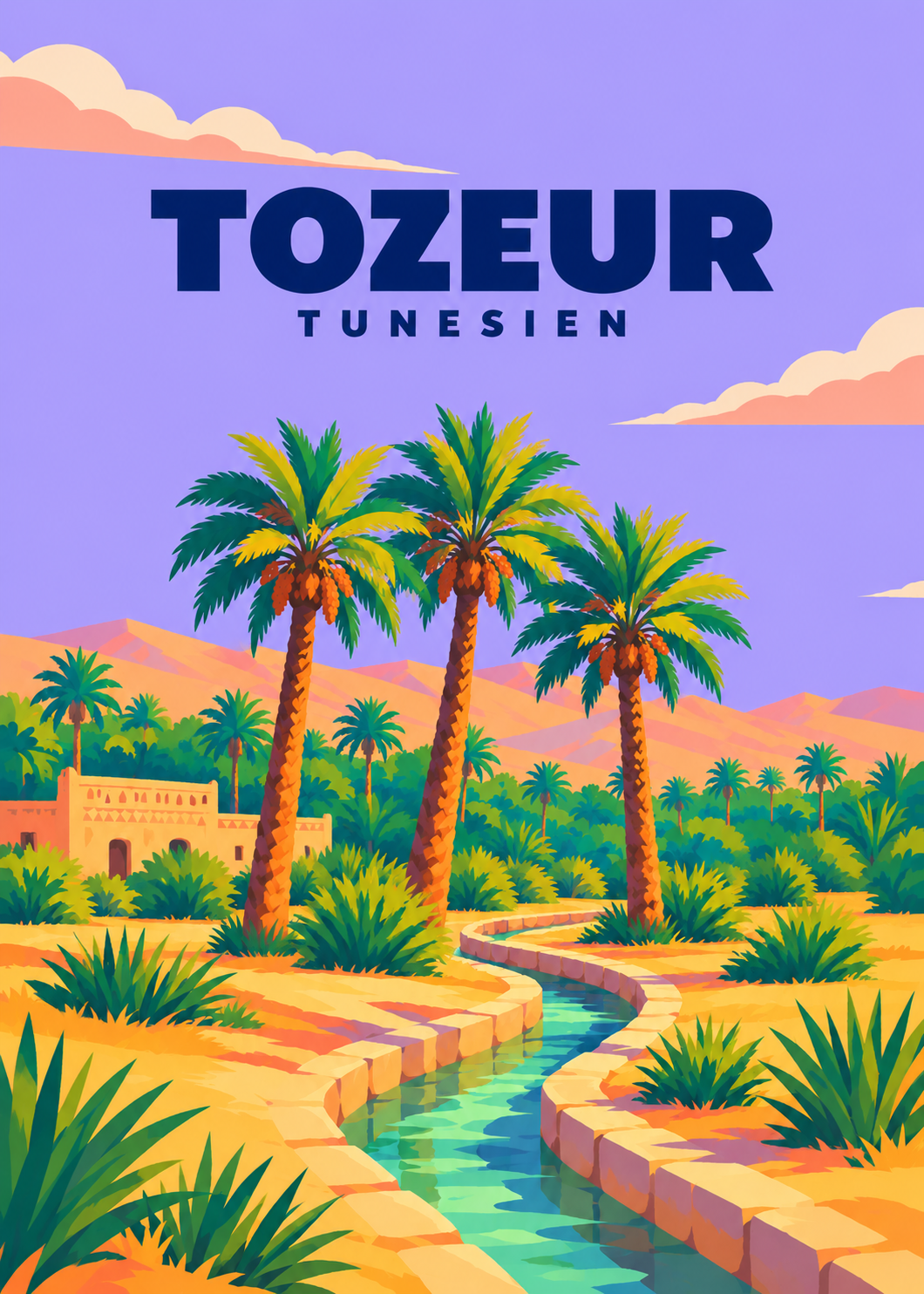 Tozeur – geometrische Illustration, Tunesien