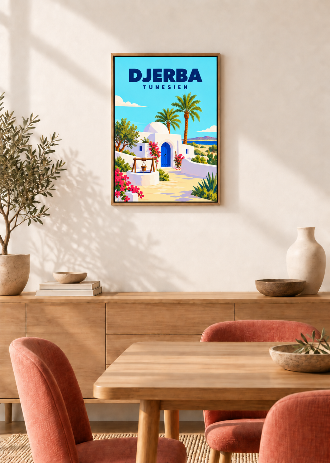 Djerba – Leinwand im Eichen-Schattenfugenrahmen