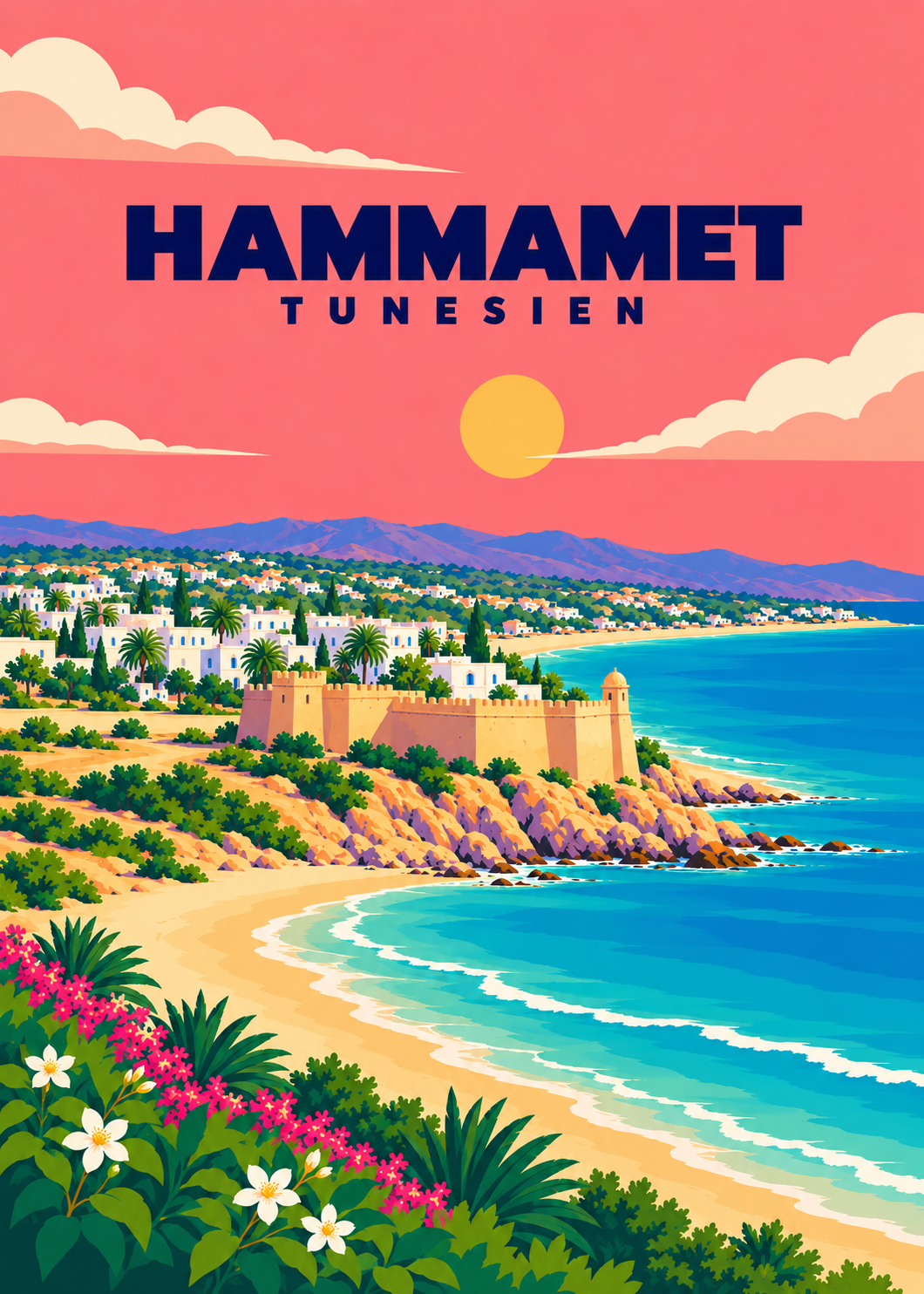 Hammamet – geometrische Illustration, Tunesien