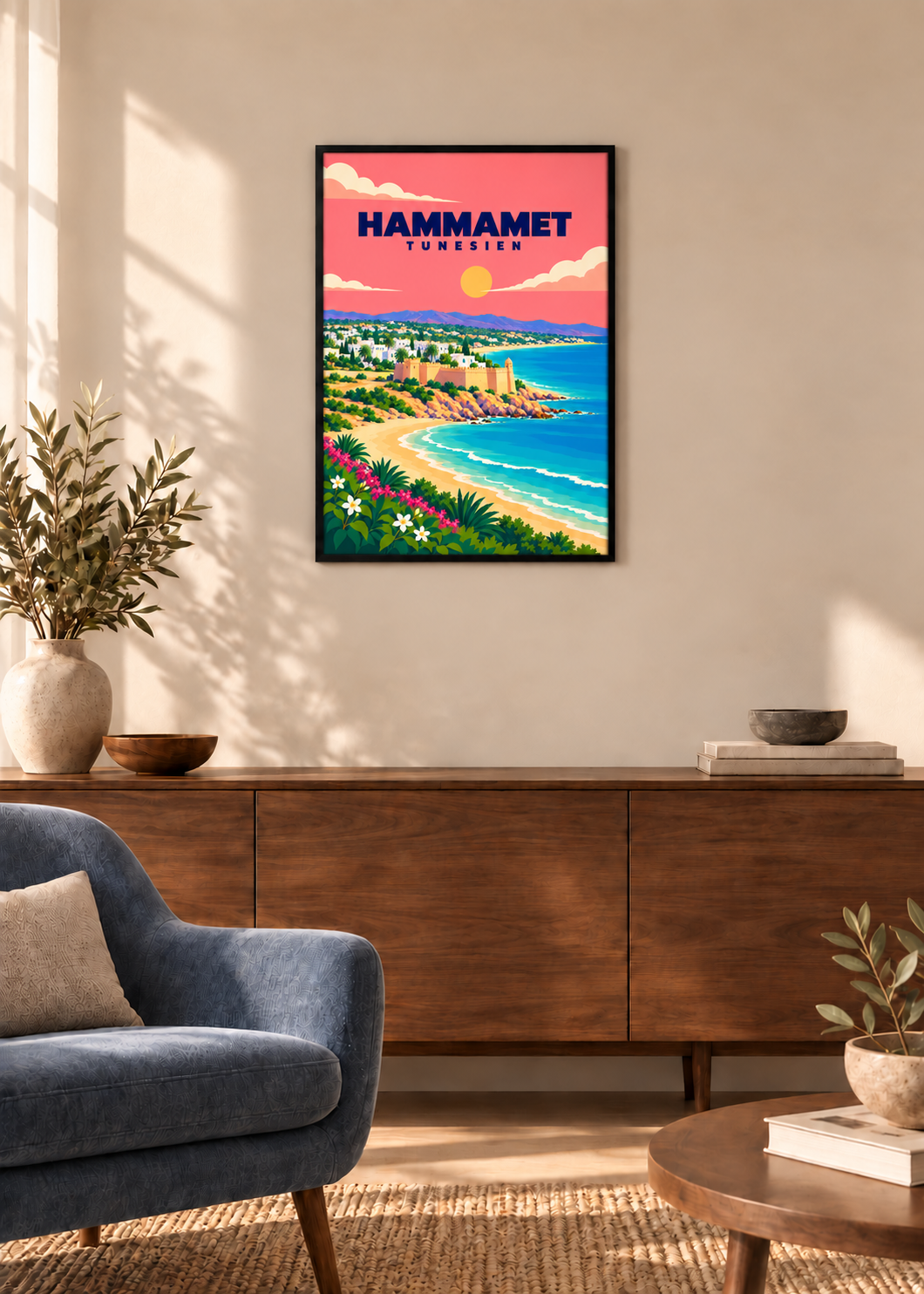 Hammamet – dünner schwarzer Rahmen mit Acrylglas