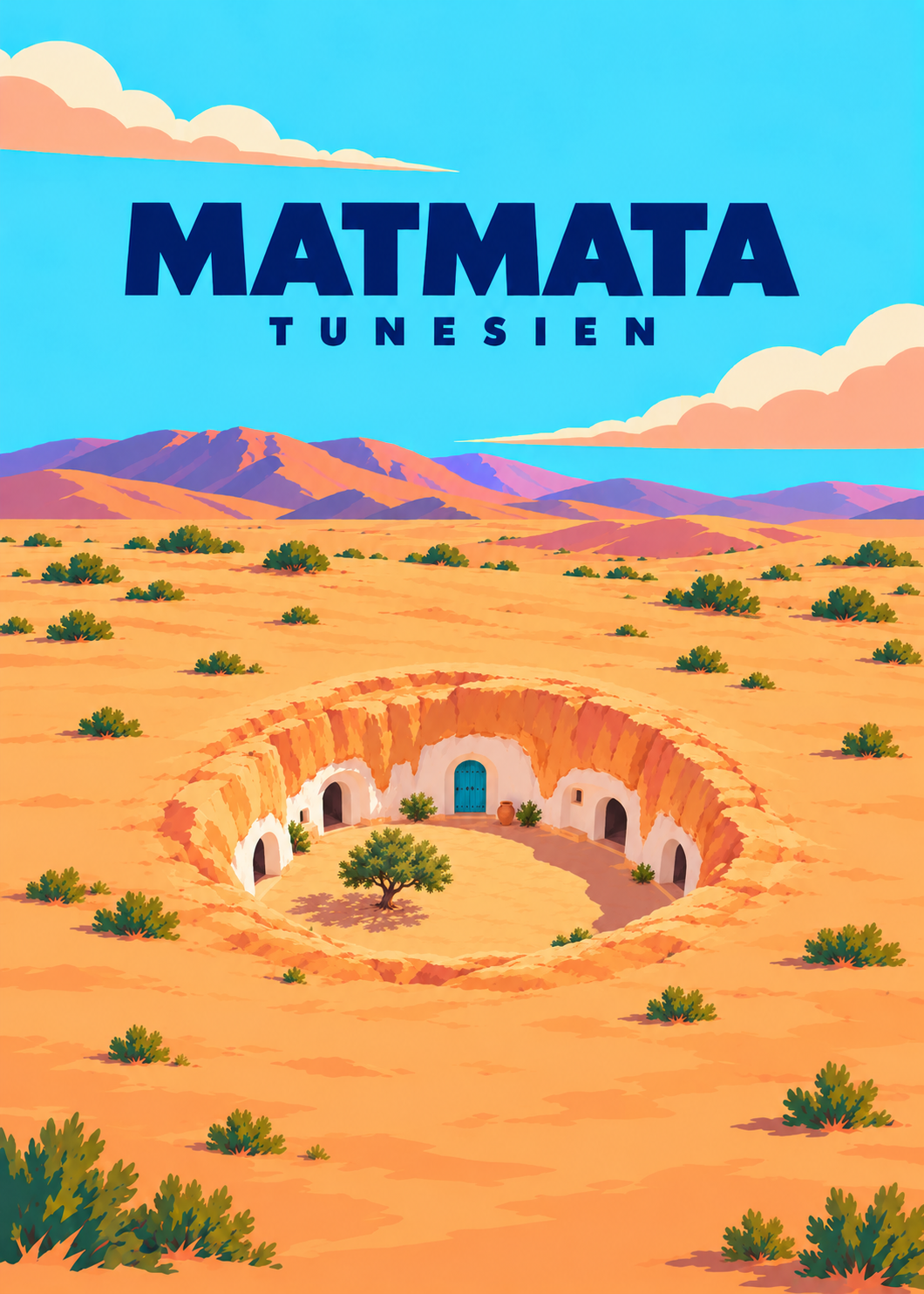 Matmata – geometrische Illustration, Tunesien