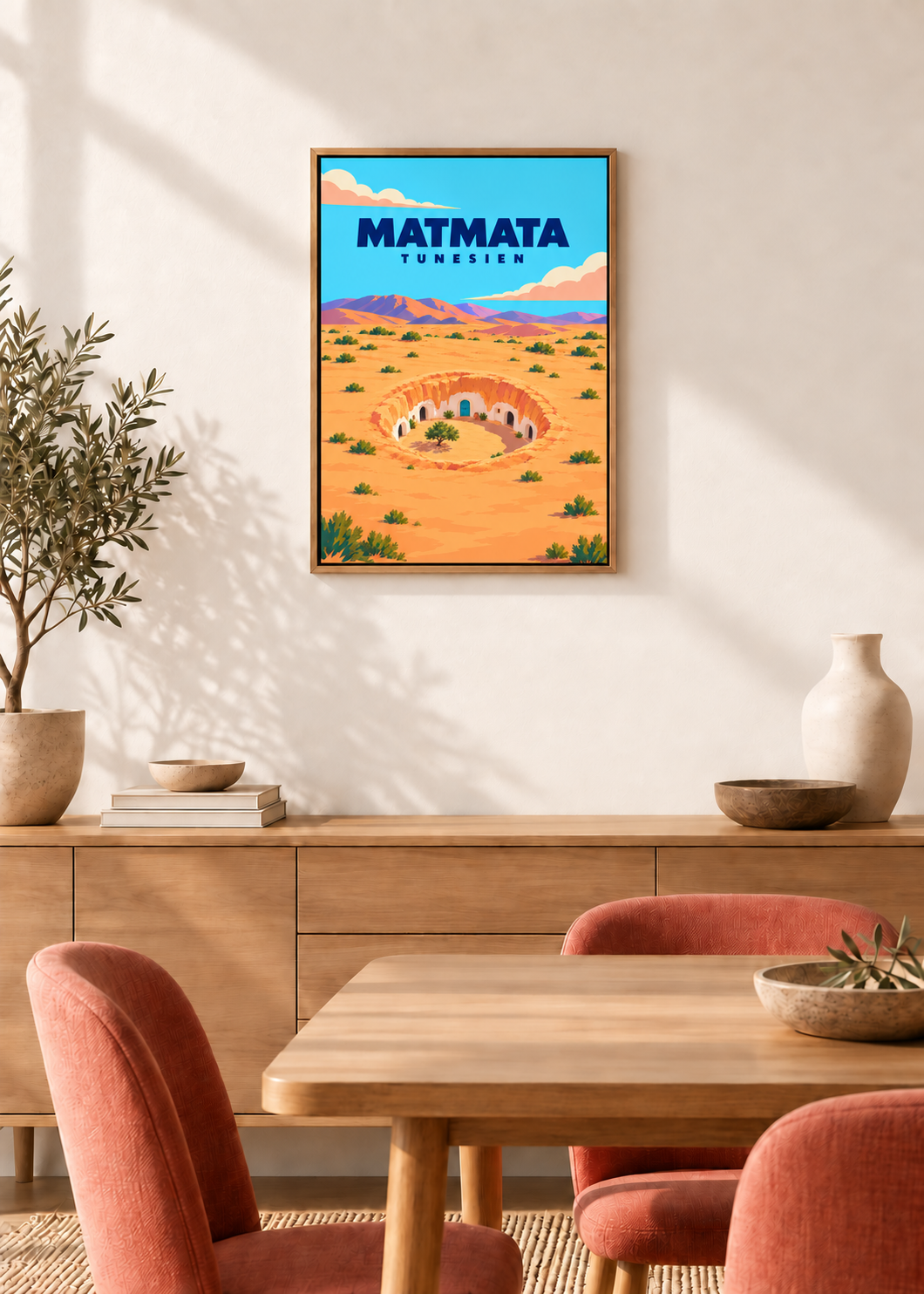 Matmata – Leinwand im Eichen-Schattenfugenrahmen