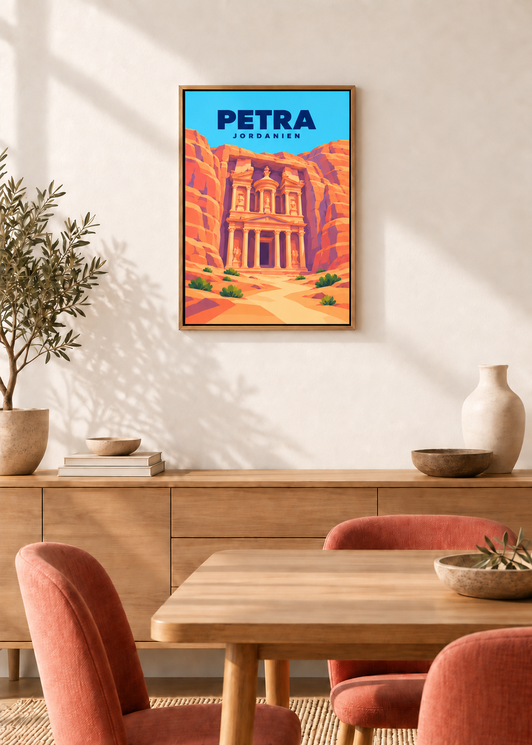 Petra – Leinwand im Eichen-Schattenfugenrahmen