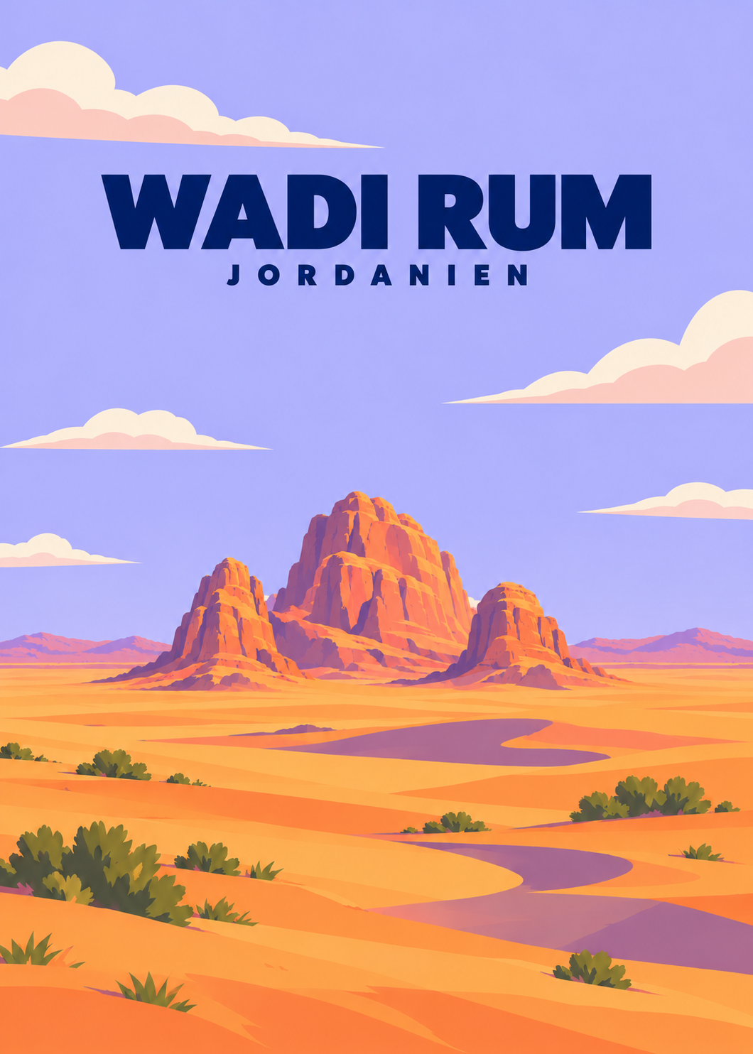 Wadi Rum – geometrische Illustration, Jordanien