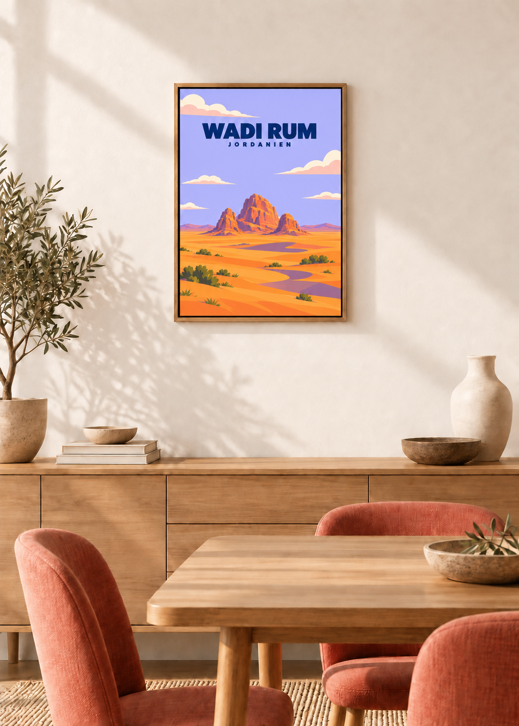 Wadi Rum – Leinwand im Eichen-Schattenfugenrahmen