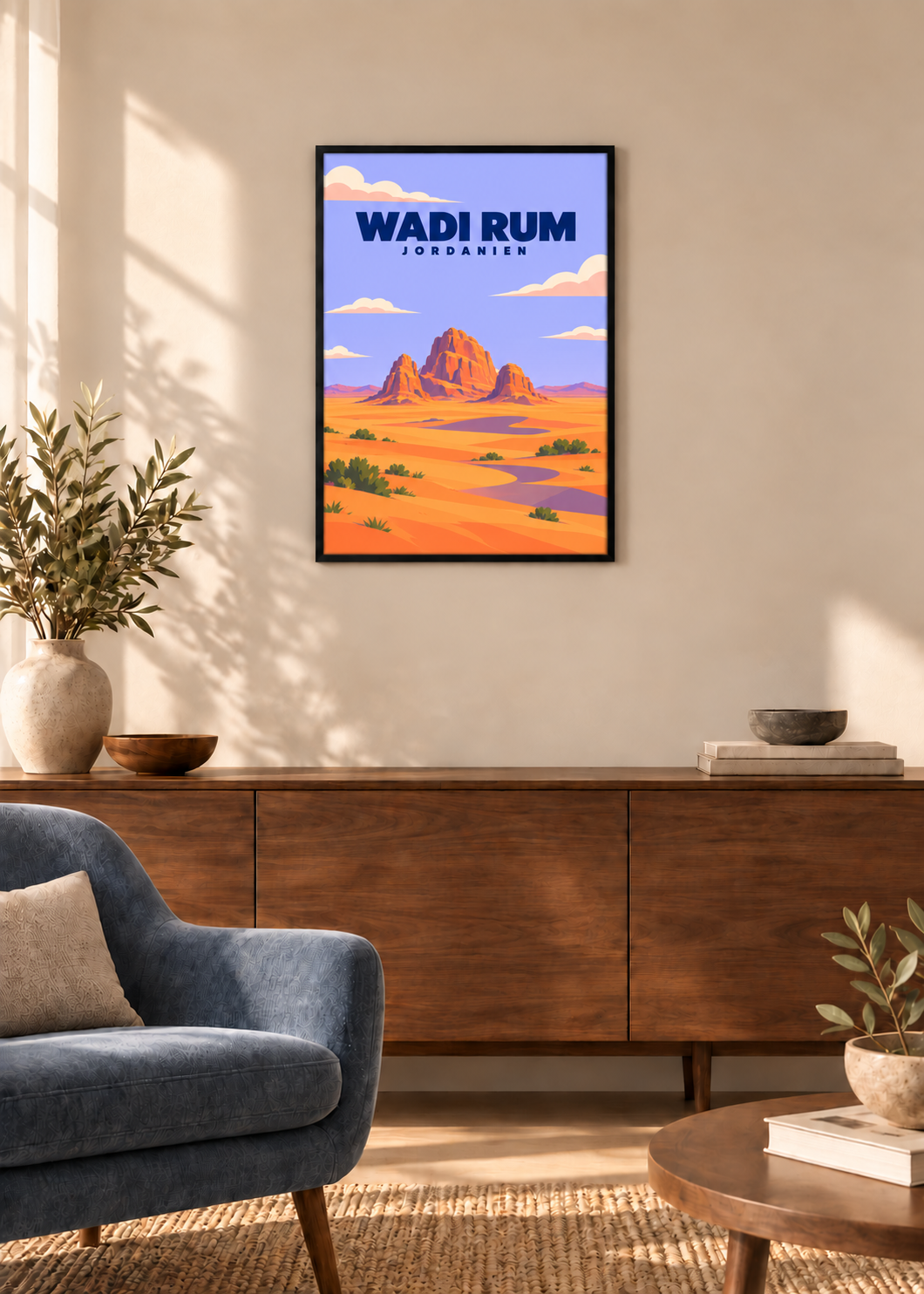 Wadi Rum – dünner schwarzer Rahmen mit Acrylglas