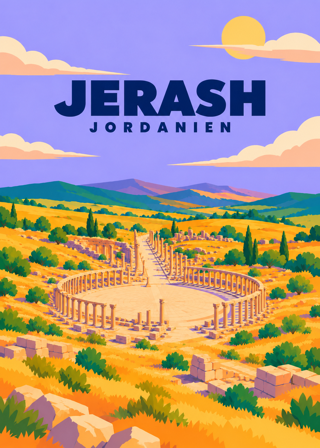 Jerash – geometrische Illustration, Jordanien