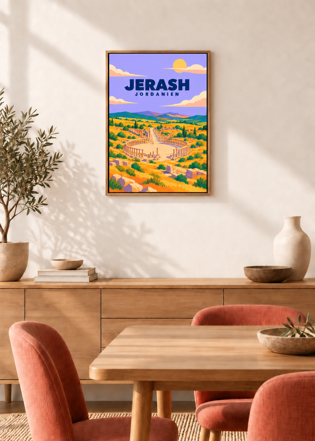 Jerash – Leinwand im Eichen-Schattenfugenrahmen