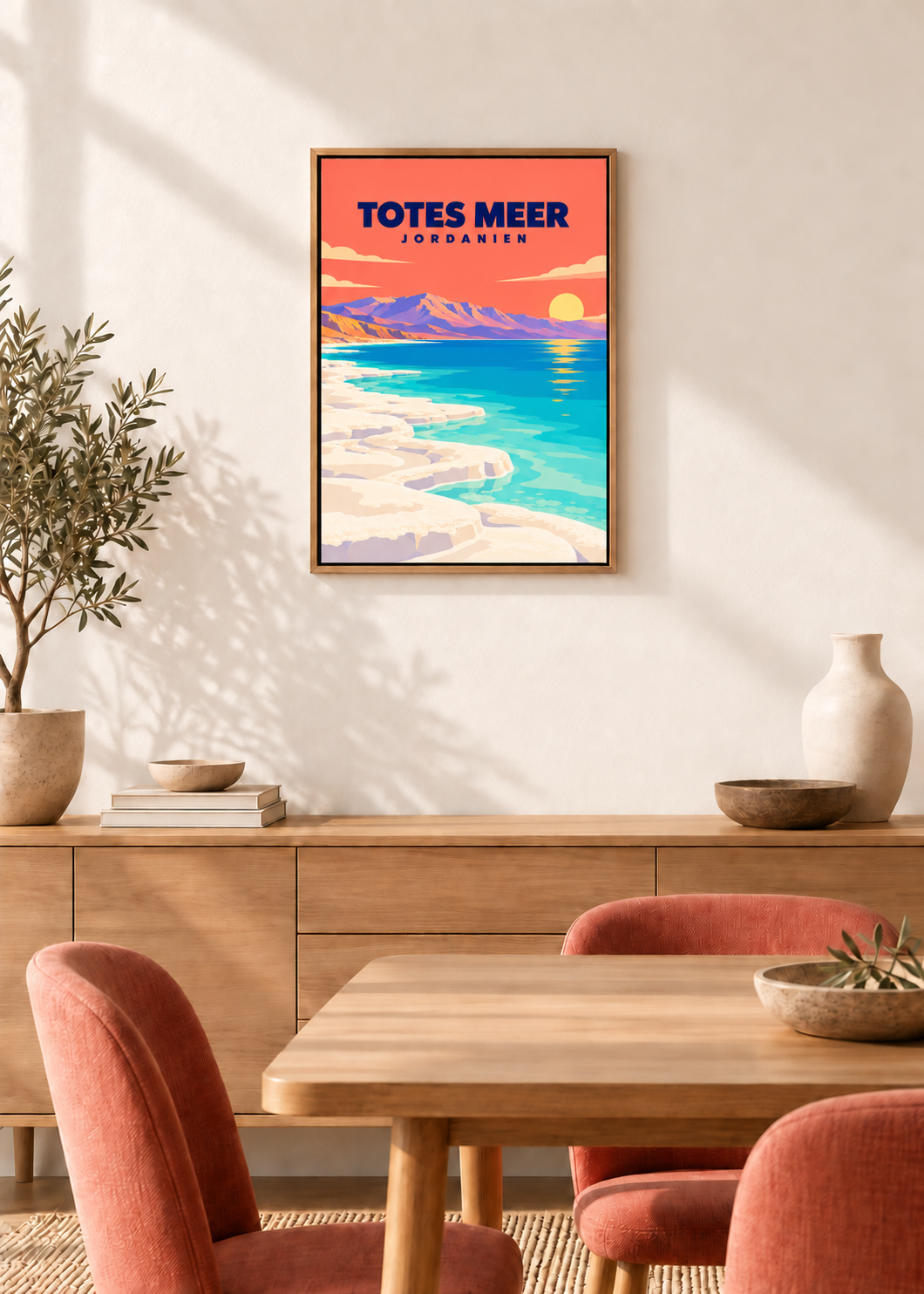 Totes Meer – Leinwand im Eichen-Schattenfugenrahmen