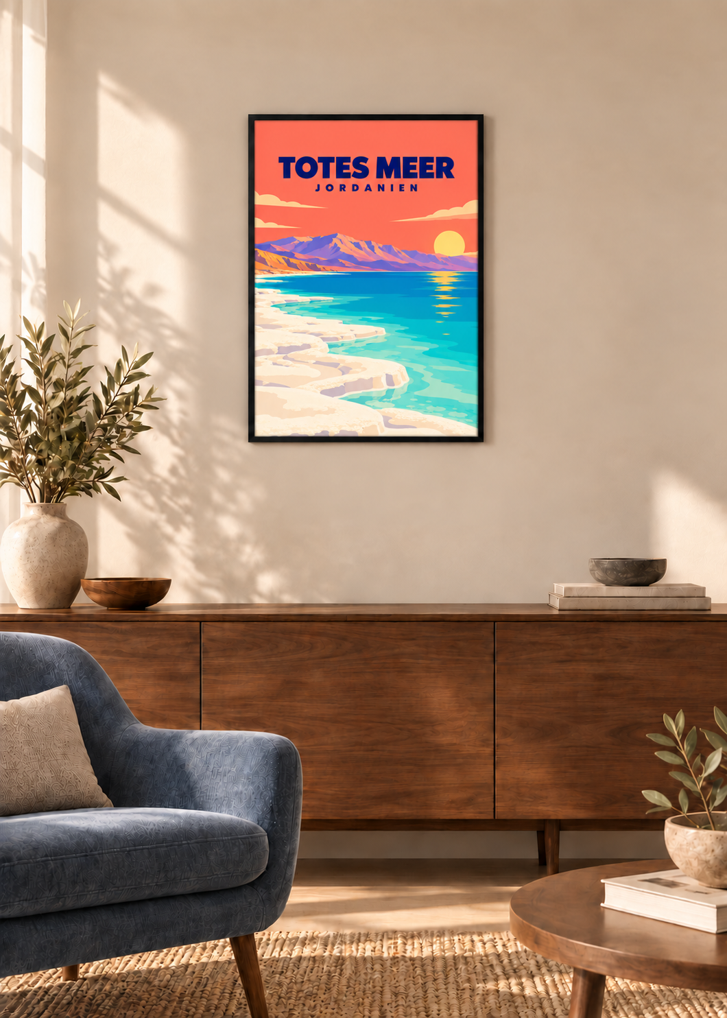 Totes Meer – dünner schwarzer Rahmen mit Acrylglas