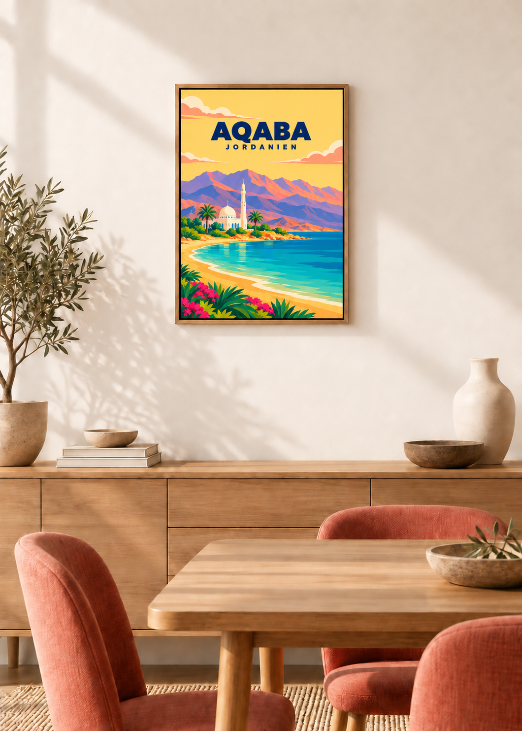 Aqaba – Leinwand im Eichen-Schattenfugenrahmen