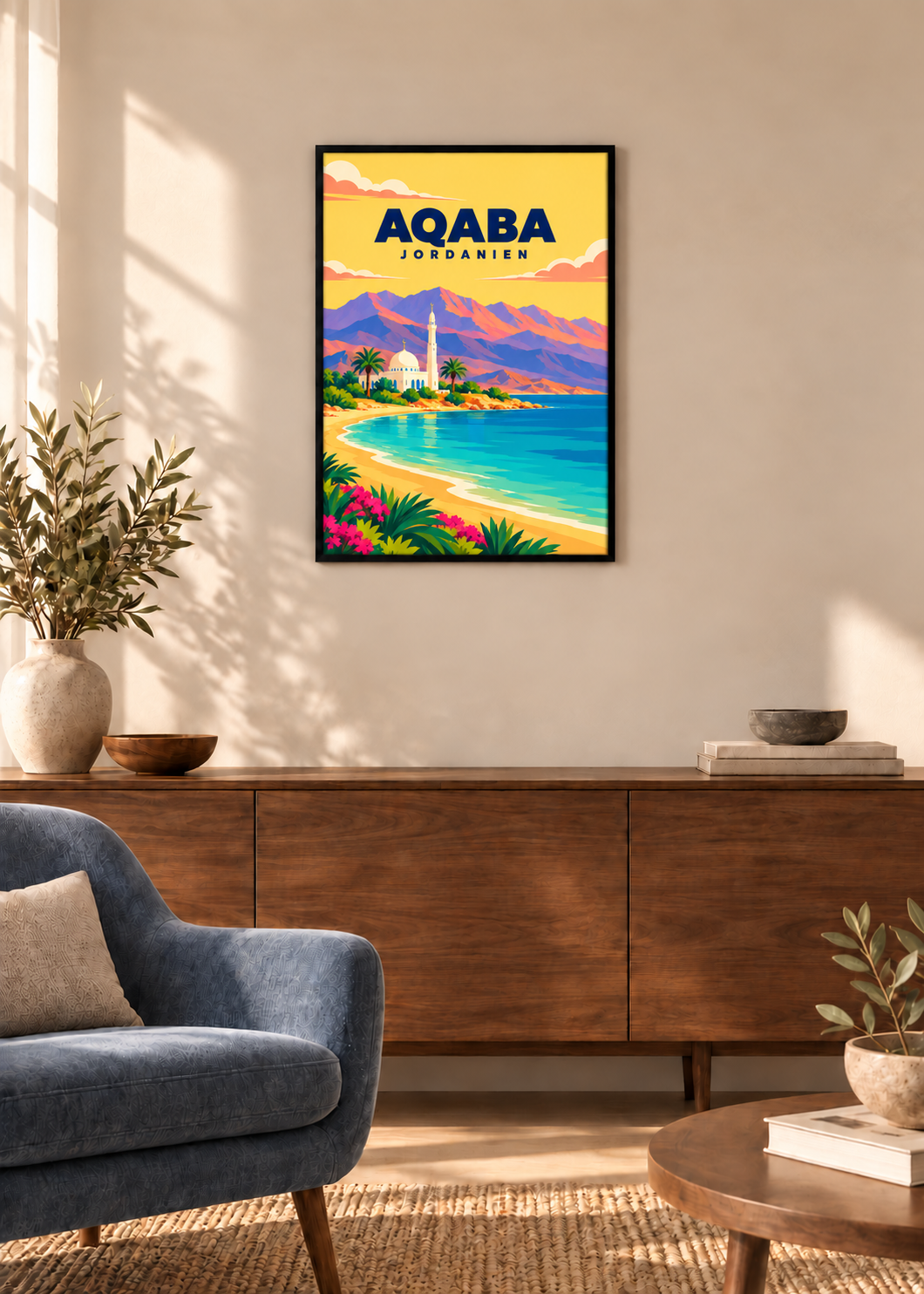 Aqaba – dünner schwarzer Rahmen mit Acrylglas