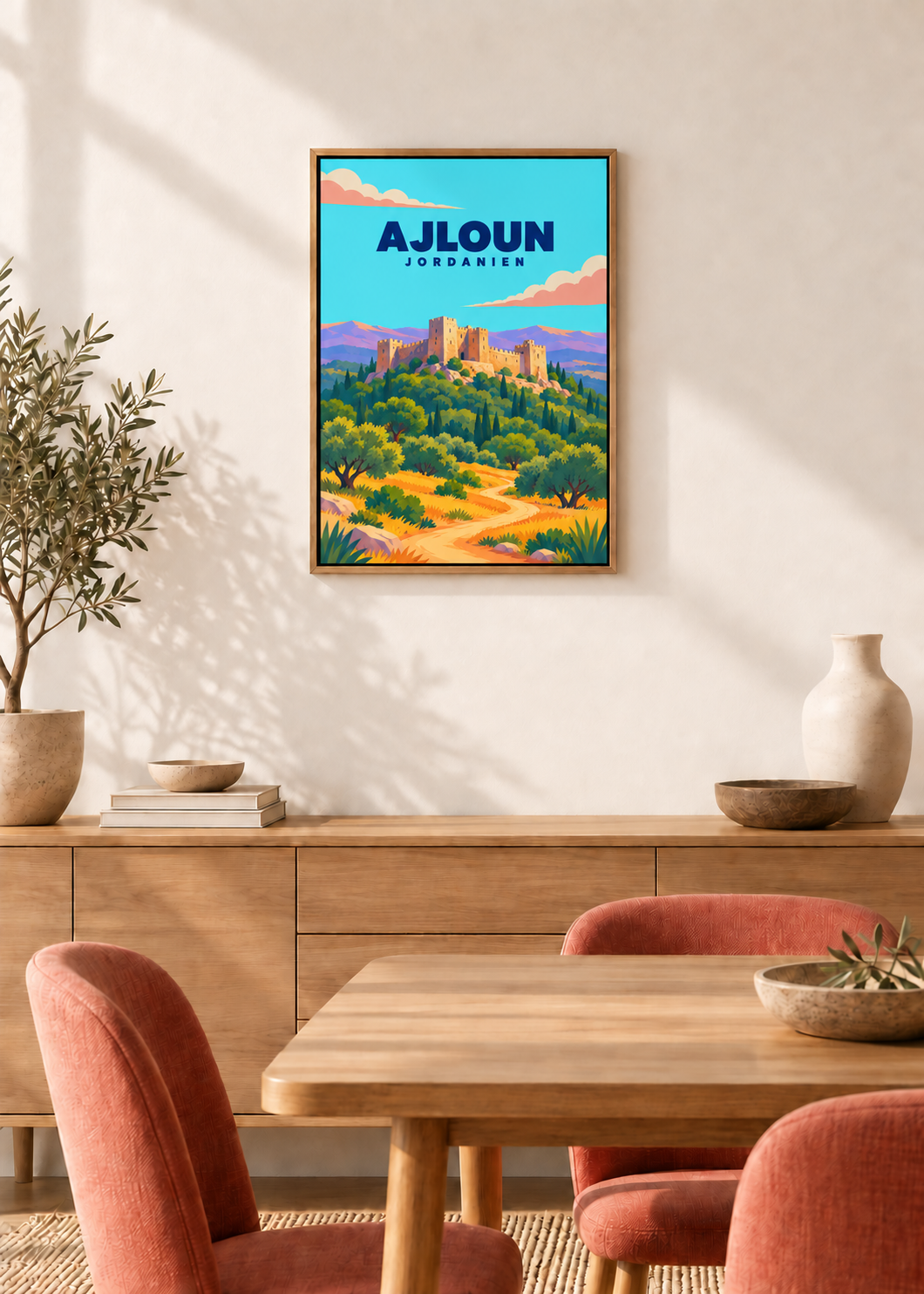 Ajloun – Leinwand im Eichen-Schattenfugenrahmen