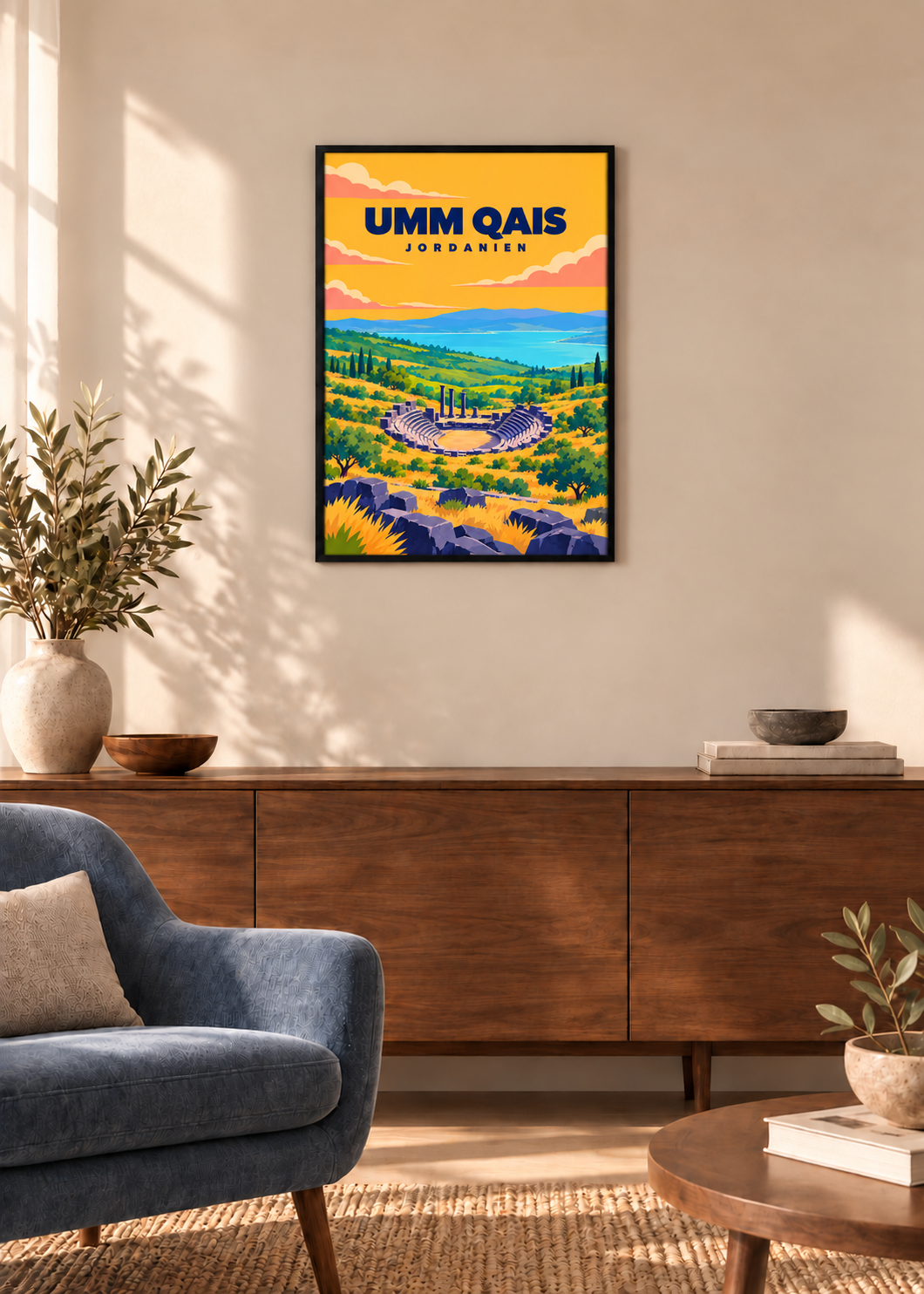 Umm Qais – dünner schwarzer Rahmen mit Acrylglas