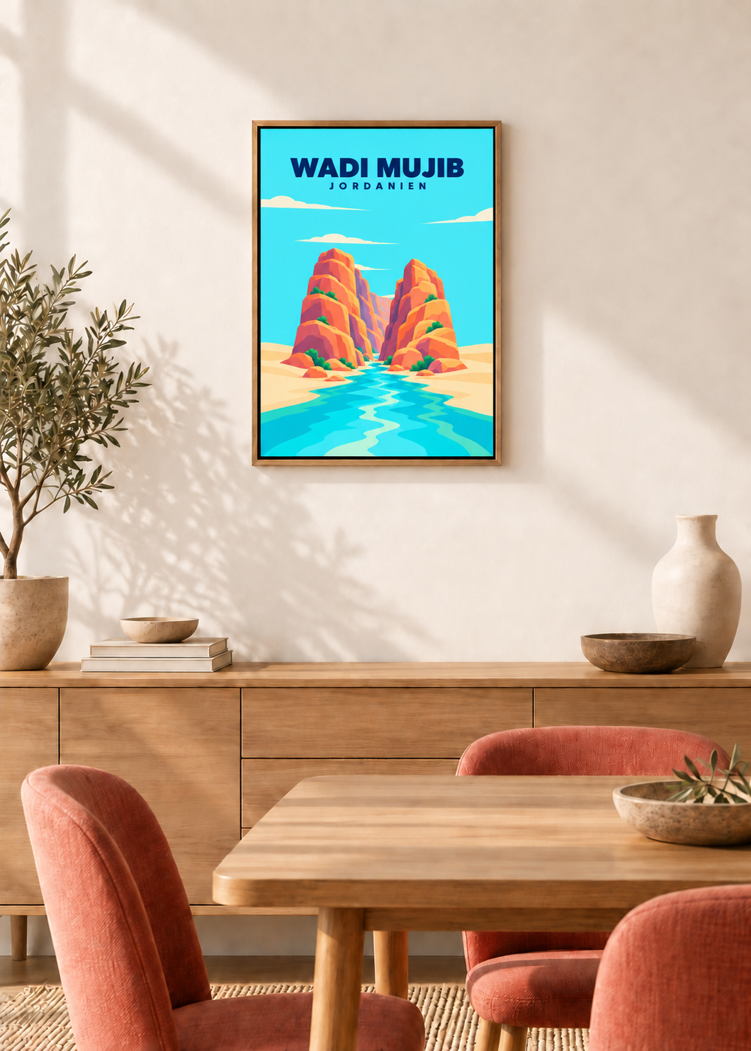 Wadi Mujib – Leinwand im Eichen-Schattenfugenrahmen