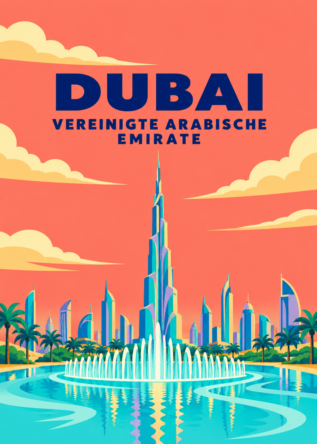 Dubai – geometrische Illustration, Vereinigte Arabische Emirate