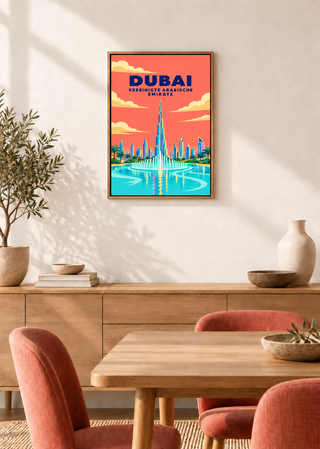 Dubai – Leinwand im Eichen-Schattenfugenrahmen