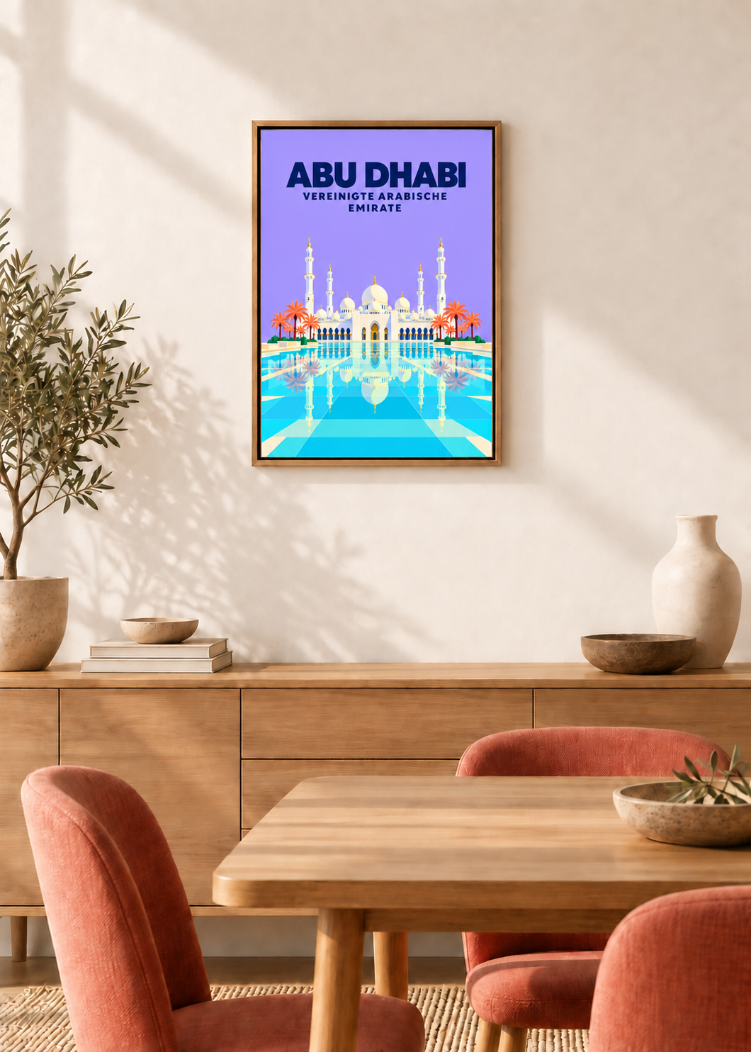 Abu Dhabi – Leinwand im Eichen-Schattenfugenrahmen