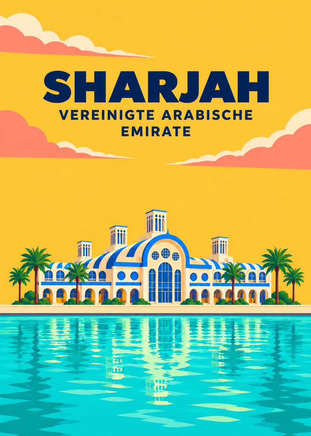 Sharjah – geometrische Illustration, Vereinigte Arabische Emirate