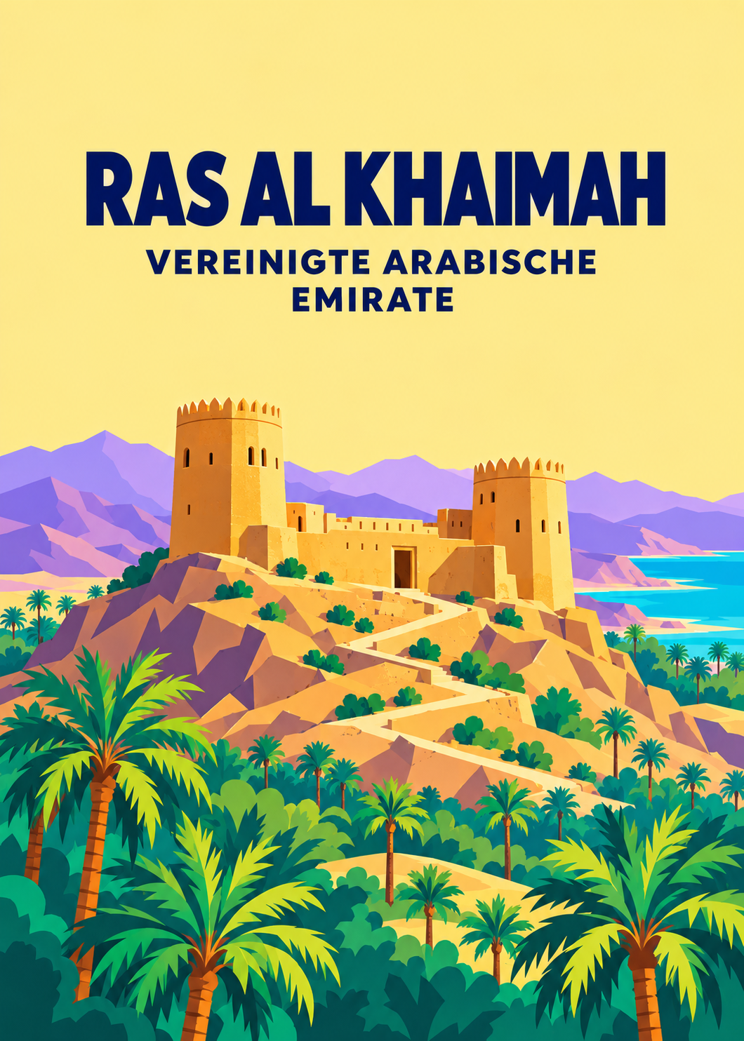 Ras Al Khaimah – geometrische Illustration, Vereinigte Arabische Emirate