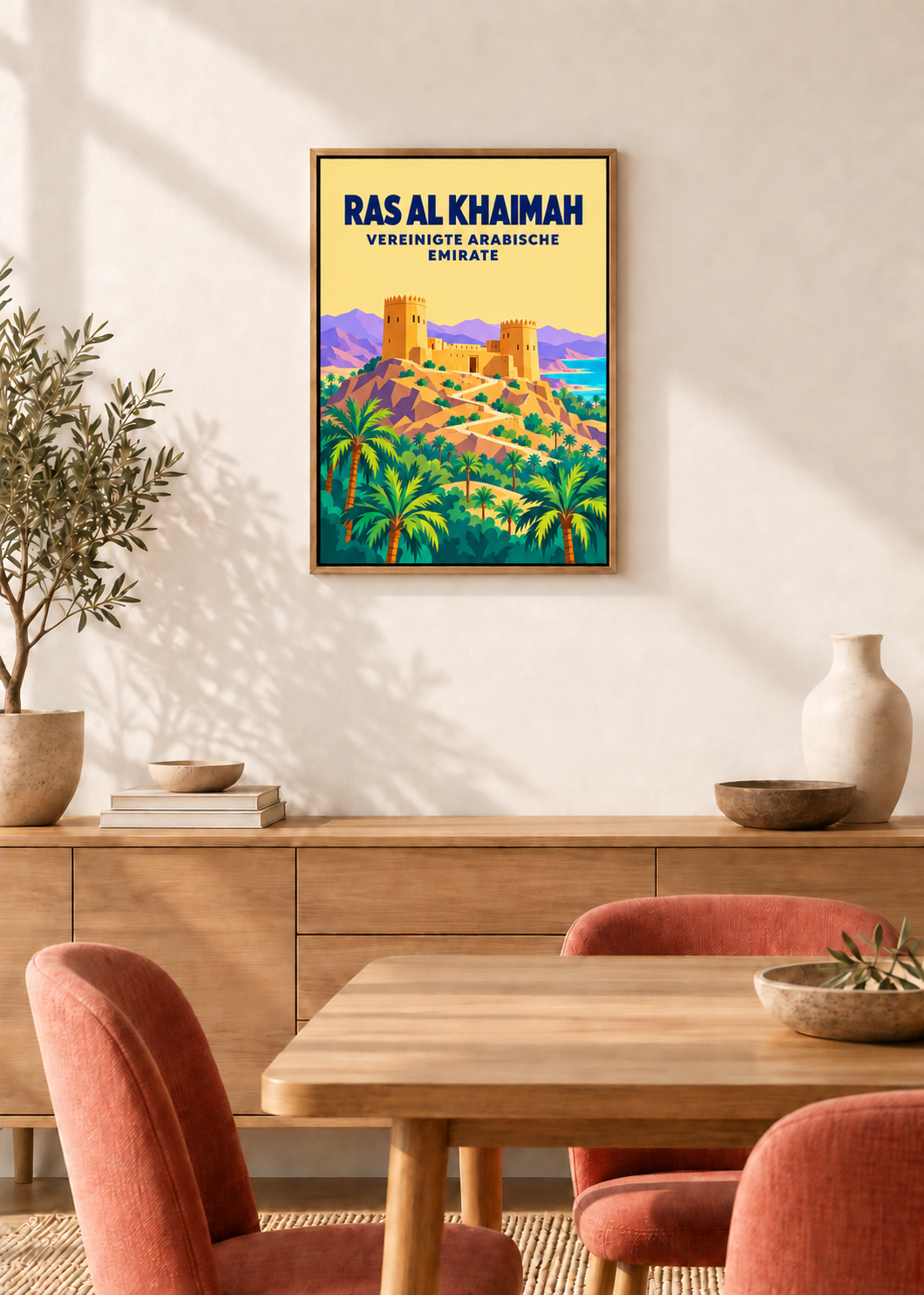 Ras Al Khaimah – Leinwand im Eichen-Schattenfugenrahmen