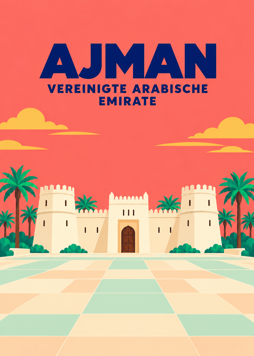 Ajman – geometrische Illustration, Vereinigte Arabische Emirate
