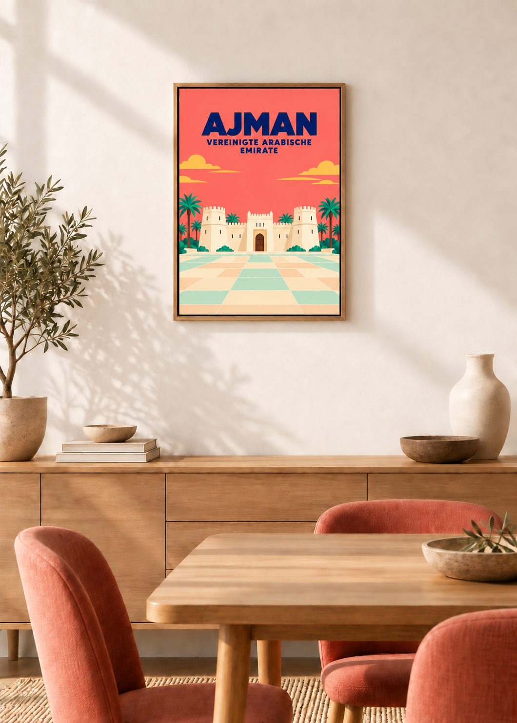 Ajman – Leinwand im Eichen-Schattenfugenrahmen