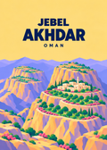 Jebel Akhdar – geometrische Illustration, Oman
