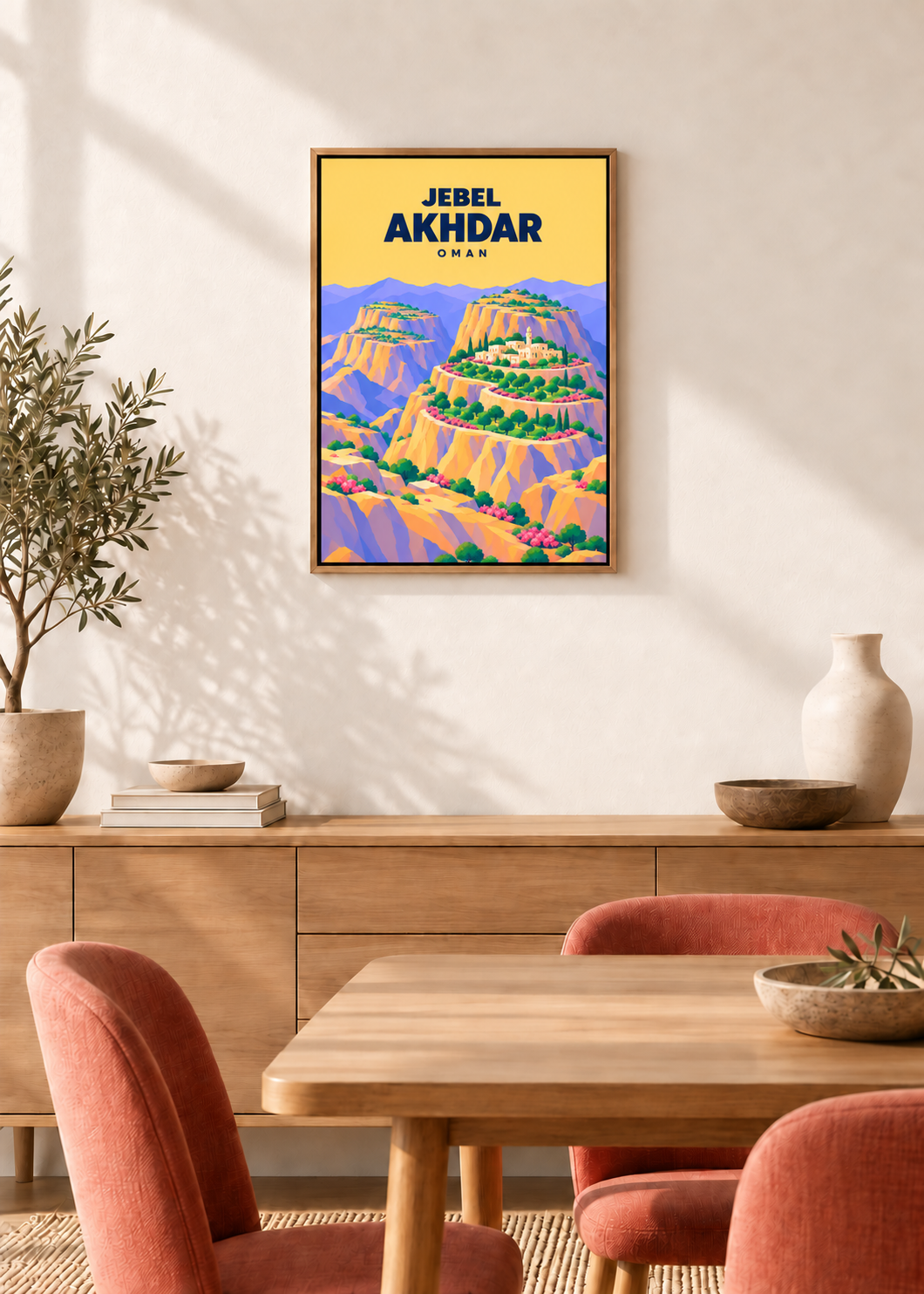 Jebel Akhdar – Leinwand im Eichen-Schattenfugenrahmen
