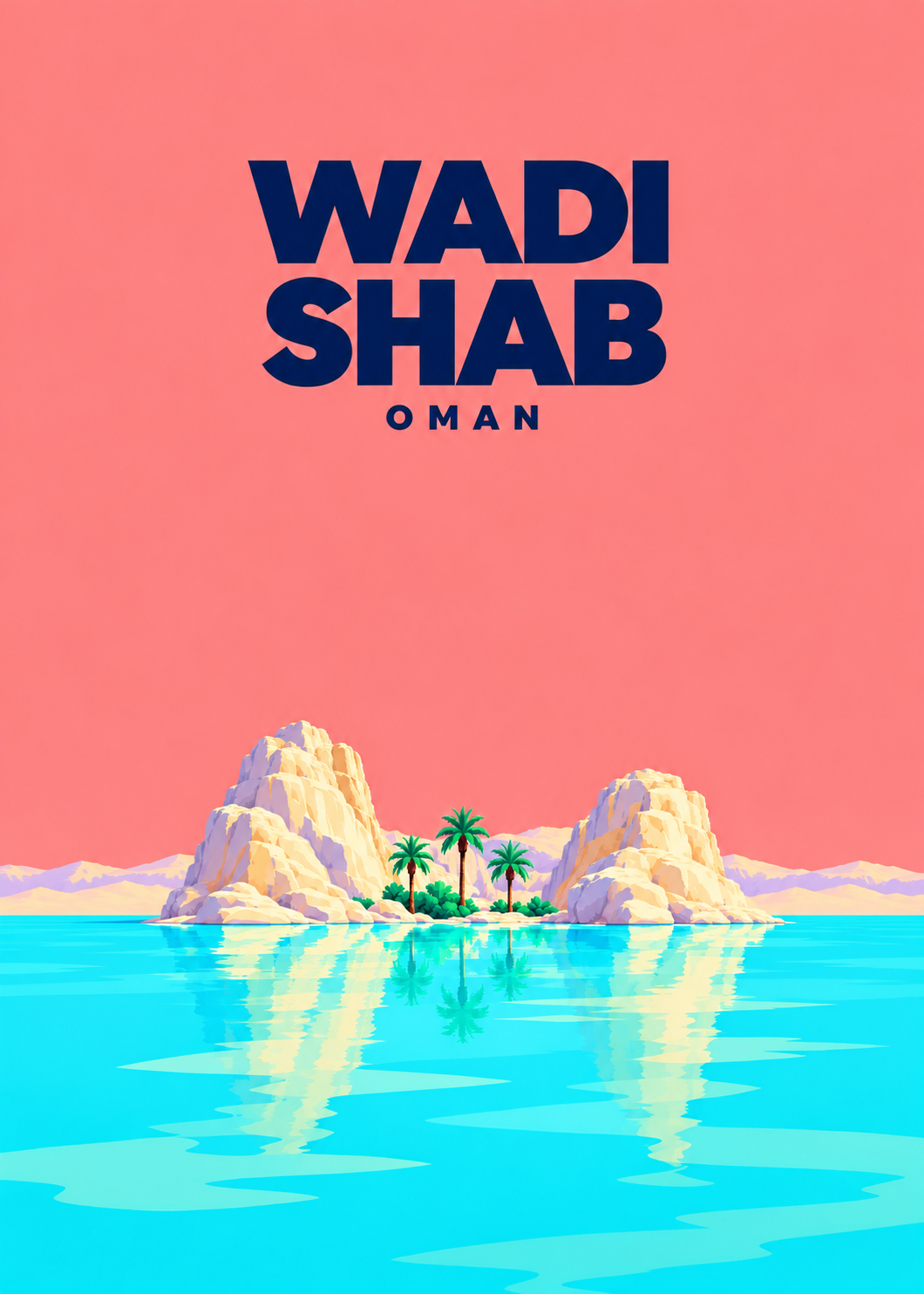 Wadi Shab – geometrische Illustration, Oman
