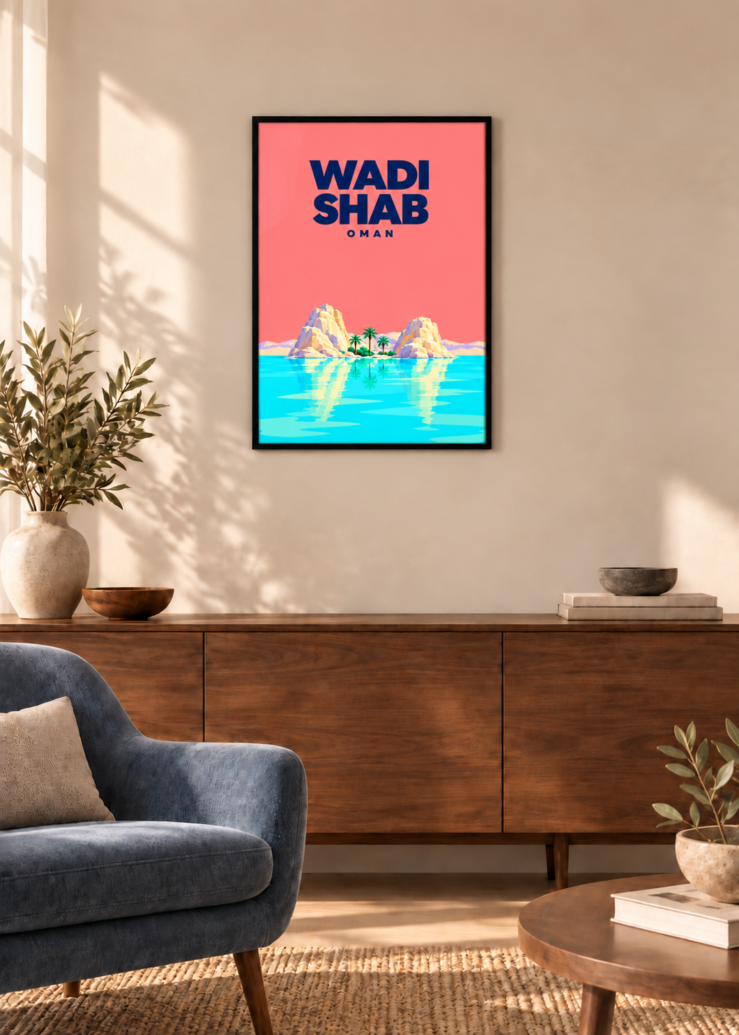 Wadi Shab – dünner schwarzer Rahmen mit Acrylglas