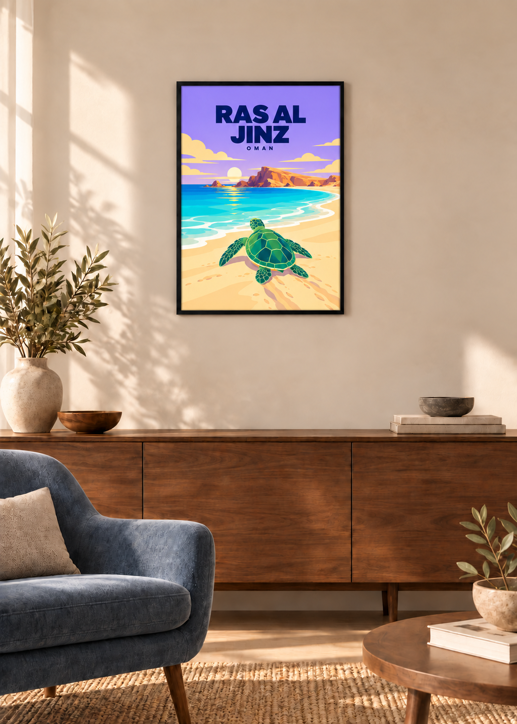 Ras al Jinz – dünner schwarzer Rahmen mit Acrylglas