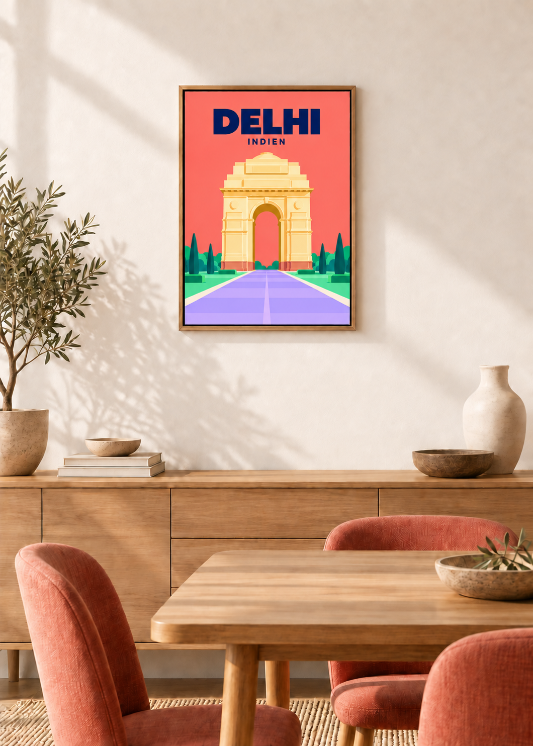 Delhi – Leinwand im Eichen-Schattenfugenrahmen